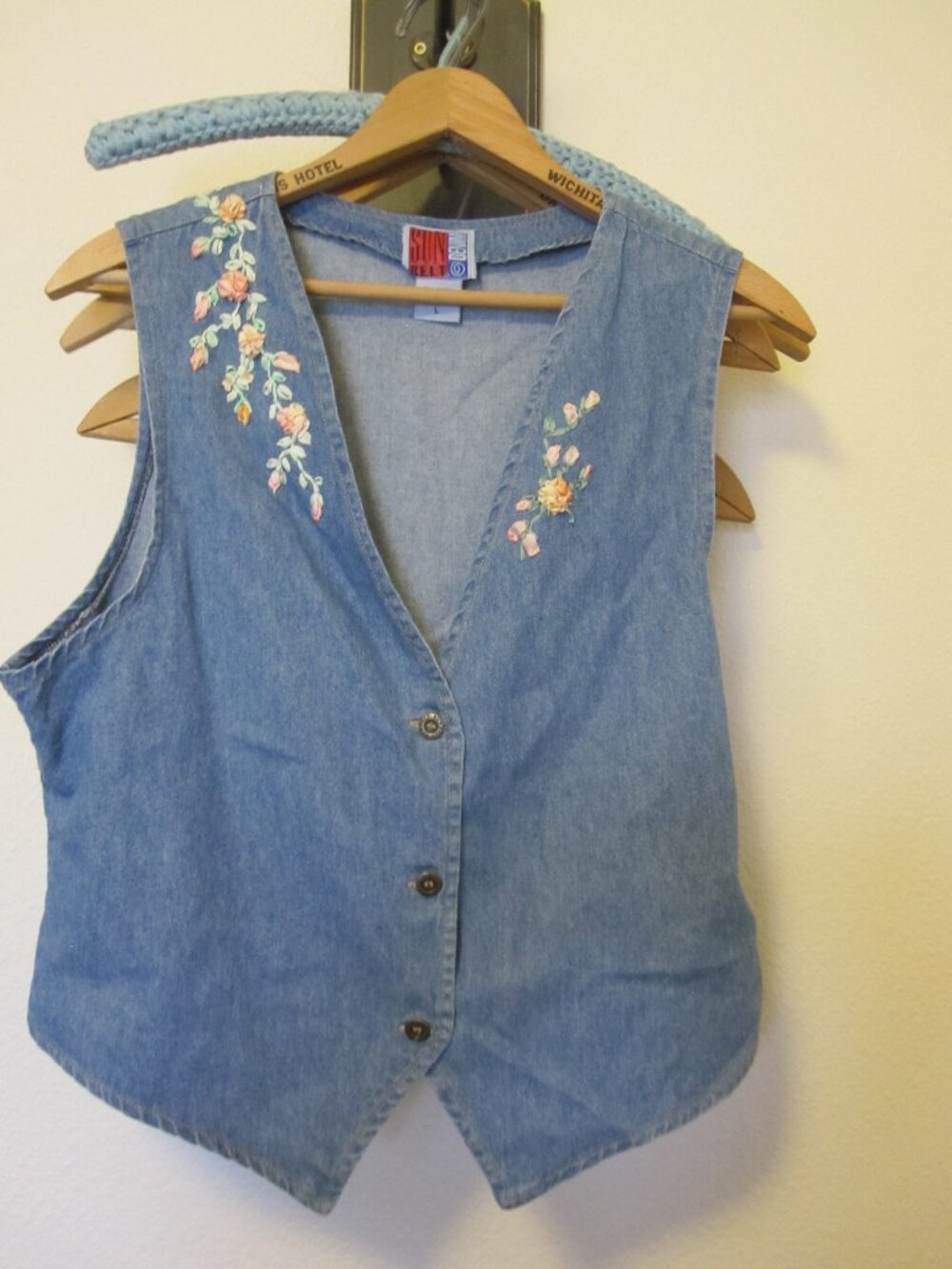 Y2K Vintage Cowgirl Blue Sunbelt Denim Western Vest Size L